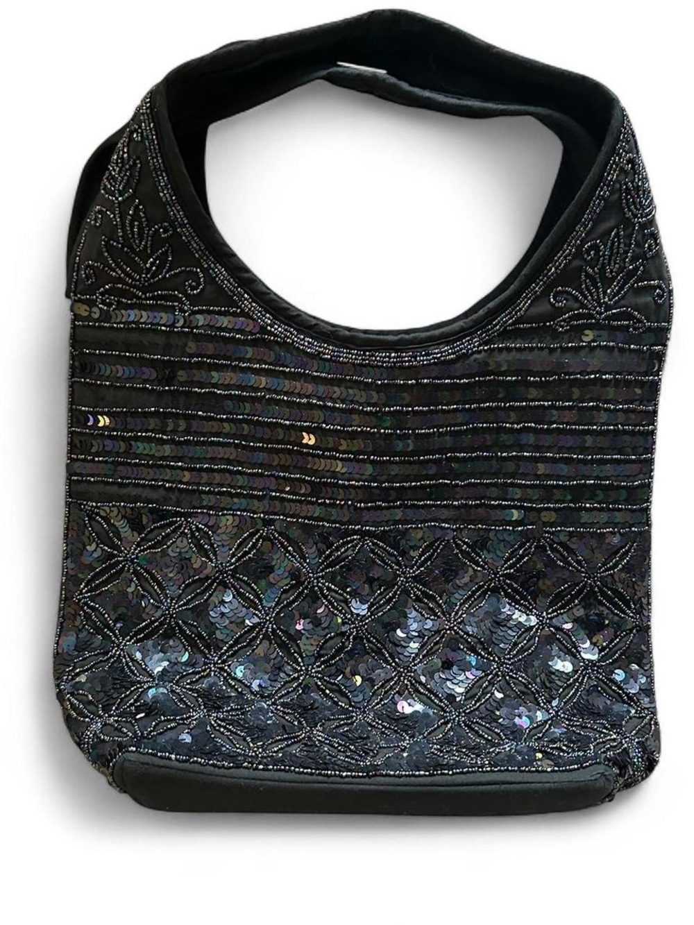 Vintage Y2K black sequin beaded shoulder bag